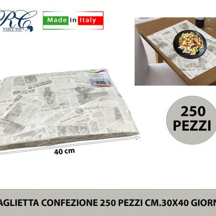 Tovaglietta Conf. 250 Pz. Cm.30X40 Giornale R.C. Table Top