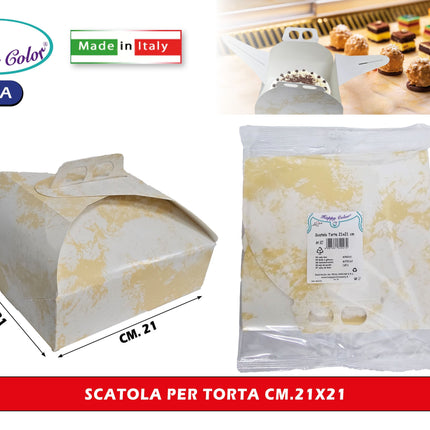 Real Dream Scatole Porta Torta in Carta per Alimenti Made in Italy Varie Misure da 21x21 a 40x40 Cm 21x21 cm Real Dream