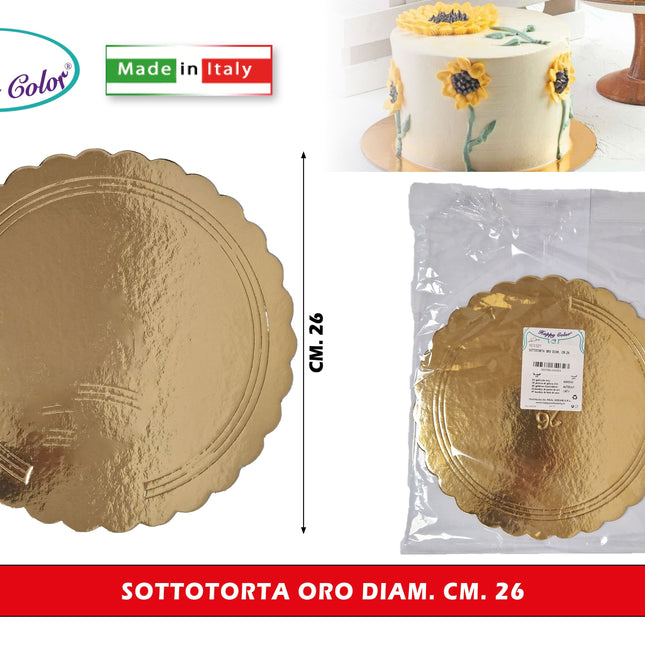 Real Dream Dischi Sottotorta Oro Tondi in Cartone per Alimenti Diametro 26–38 Cm 26 cm 1 pezzo Real Dream