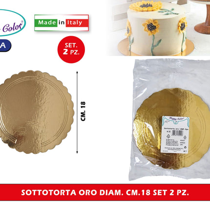 Real Dream Dischi Sottotorta Oro Tondi in Cartone per Alimenti Diametro 26–38 Cm 18 cm 2 pezzi Real Dream