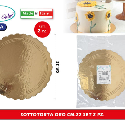 Real Dream Dischi Sottotorta Oro Tondi in Cartone per Alimenti Diametro 26–38 Cm 22 cm 2 pezzi Real Dream