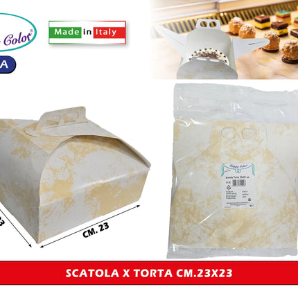 Real Dream Scatole Porta Torta in Carta per Alimenti Made in Italy Varie Misure da 21x21 a 40x40 Cm 23x23 cm Real Dream