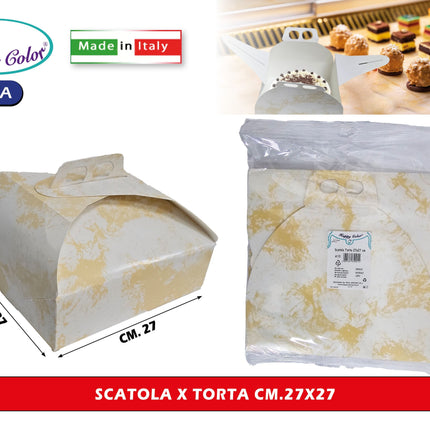 Real Dream Scatole Porta Torta in Carta per Alimenti Made in Italy Varie Misure da 21x21 a 40x40 Cm 27x27 cm Real Dream