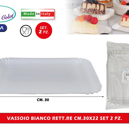 Real Dream Vassoi Bianchi Rettangolari in Carta Monouso Made in Italy Set Multipli Varie Misure 30x22 cm - 2pz Real Dream