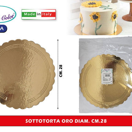 Real Dream Dischi Sottotorta Oro Tondi in Cartone per Alimenti Diametro 26–38 Cm 28 cm 1 pezzo Real Dream
