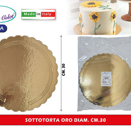 Real Dream Dischi Sottotorta Oro Tondi in Cartone per Alimenti Diametro 26–38 Cm 30 cm 1 pezzo Real Dream