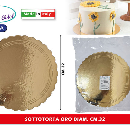 Real Dream Dischi Sottotorta Oro Tondi in Cartone per Alimenti Diametro 26–38 Cm 32 cm 1 pezzo Real Dream