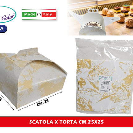 Real Dream Scatole Porta Torta in Carta per Alimenti Made in Italy Varie Misure da 21x21 a 40x40 Cm 25x25 cm Real Dream