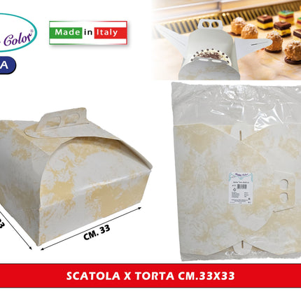 Real Dream Scatole Porta Torta in Carta per Alimenti Made in Italy Varie Misure da 21x21 a 40x40 Cm 33x33 cm Real Dream