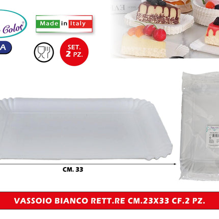 Real Dream Vassoi Bianchi Rettangolari in Carta Monouso Made in Italy Set Multipli Varie Misure 23x33 cm - 2pz Real Dream