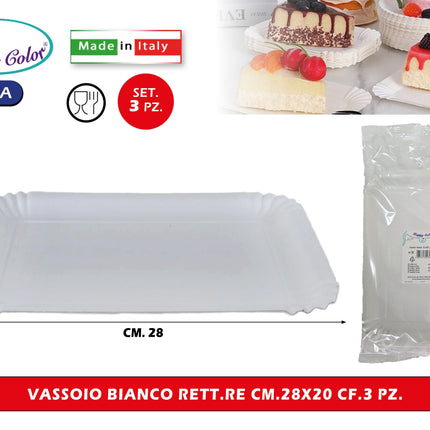 Real Dream Vassoi Bianchi Rettangolari in Carta Monouso Made in Italy Set Multipli Varie Misure 21x28 cm - 3pz Real Dream