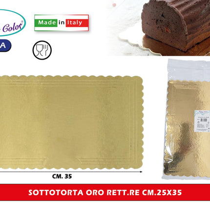 Vassoi Sottotorta Rettangolari Oro in Cartone per Alimenti 15x30 25x35 30x40 Cm 25x35 cm Real Dream