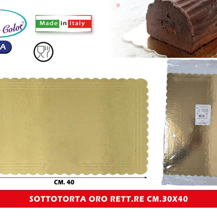Vassoi Sottotorta Rettangolari Oro in Cartone per Alimenti 15x30 25x35 30x40 Cm 30x40 cm Real Dream