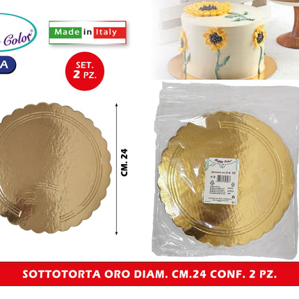 Real Dream Dischi Sottotorta Oro Tondi in Cartone per Alimenti Diametro 26–38 Cm 24 cm 2 pezzi Real Dream