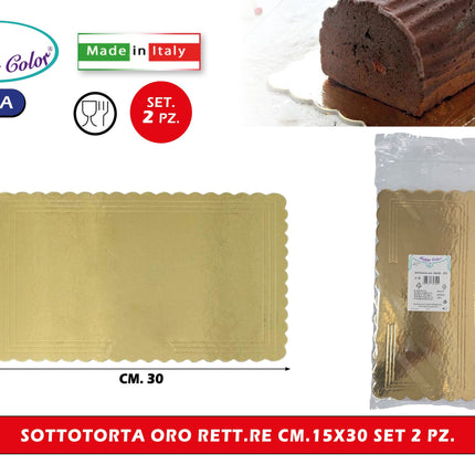 Vassoi Sottotorta Rettangolari Oro in Cartone per Alimenti 15x30 25x35 30x40 Cm 15x30 cm - 2pz Real Dream