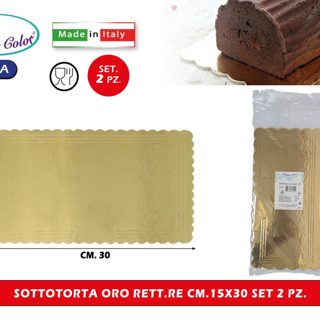 Vassoi Sottotorta Rettangolari Oro in Cartone per Alimenti 15x30 25x35 30x40 Cm 15x30 cm - 2pz Real Dream