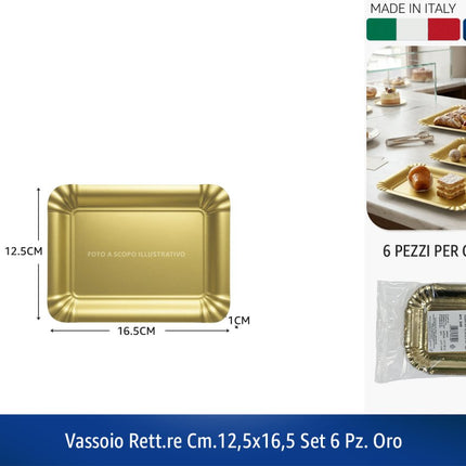 Vassoio Oro Rettangolare Carta Monouso Pasticceria Dolci Buffet Vari Misure