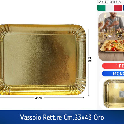 Vassoio Oro Rettangolare Carta Monouso Pasticceria Dolci Buffet Vari Misure
