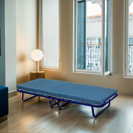 Lettino Pieghevole Acciaio 12 Doghe con Materasso 80x190cm