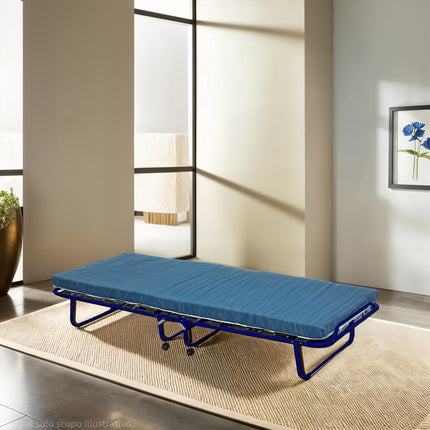 Lettino Pieghevole Acciaio 12 Doghe con Materasso 80x190cm