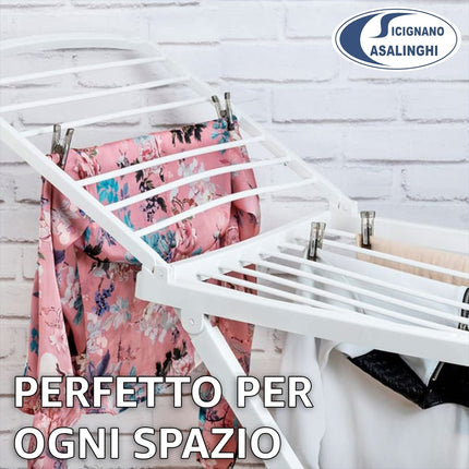 Ramacciotti Plast Stendibiancheria Nanni 20 Metri con Portamollette e Ruote – Struttura Pieghevole Salvaspazio, Solida e Resistente, Dimensioni 115x175x55 cm Ramacciotti Plast