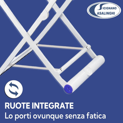 Ramacciotti Plast Stendibiancheria Nanni 20 Metri con Portamollette e Ruote – Struttura Pieghevole Salvaspazio, Solida e Resistente, Dimensioni 115x175x55 cm Ramacciotti Plast