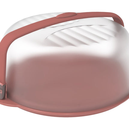 ECOPLAST Portatorta Trendy con Manico – Portadolci con Coperchio Lavabile in Lavastoviglie, Ø circa 32 cm, Colori Ottanio o Mattone, Made in Italy Mattone Ecoplast