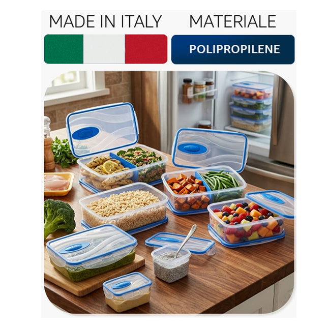 Contenitore Ermetico Kappa con Valvola – Chiusura Sigillata Anti‑Odore per Frigo, Freezer e Microonde, Lavabile in Lavastoviglie, BPA Free, Made in Italy Ecoplast