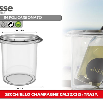 Secchiello Champagne Cm.22x22h Trasp. Biesse