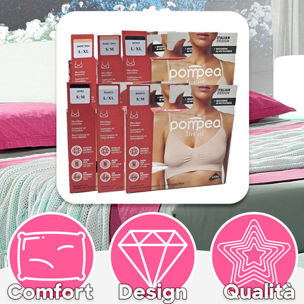Pompea Reggiseno Seamless Senza Ferretto Comodo Microfibra