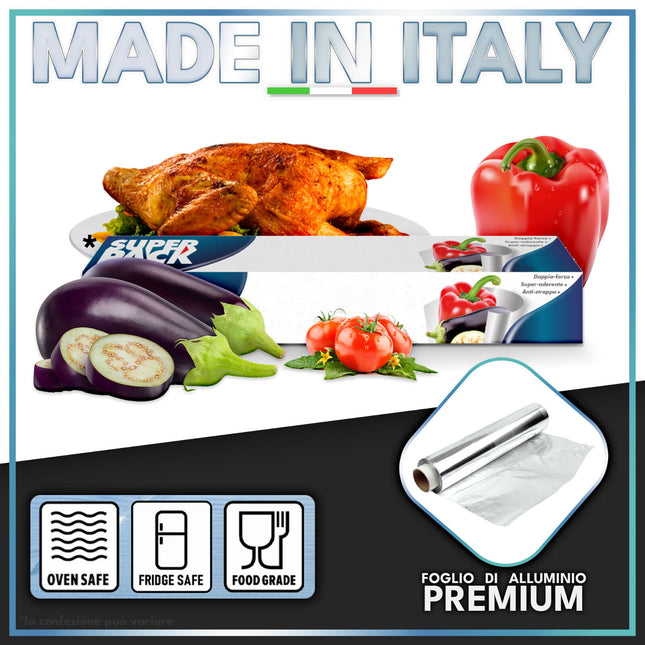 Rotolo Alluminio Resistente Aderente Anti-Strappo Per Frigo E Forno Varie Misure