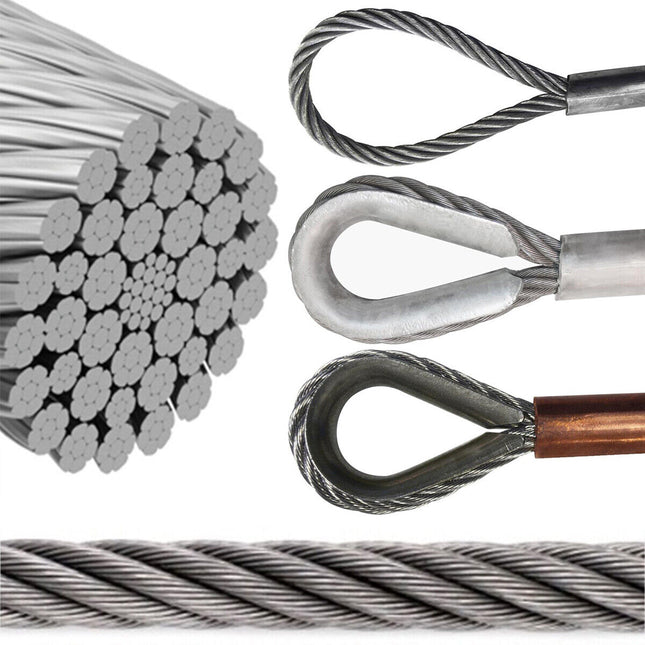 Rotolo Cavo Corda Metallica Metallo Fune Acciaio Inox Inossidabile Anti-Ruggine