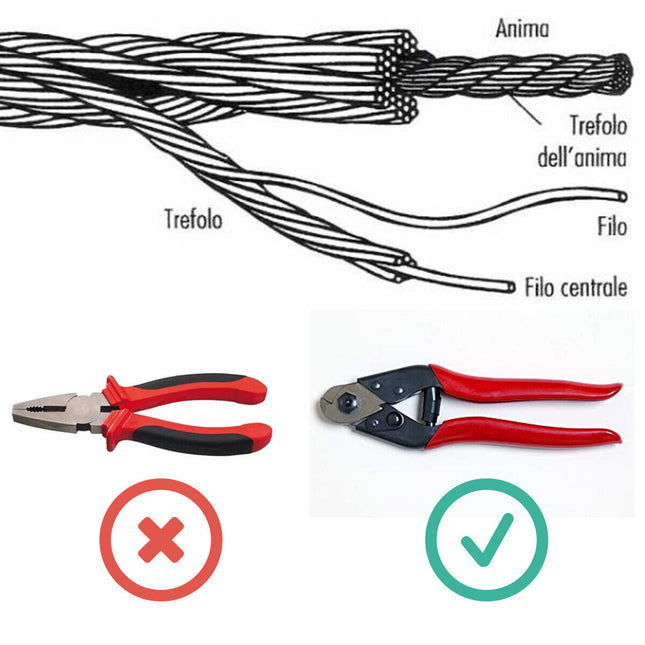 Rotolo Cavo Corda Metallica Metallo Fune Acciaio Zincata Anti-Ruggine Resistente