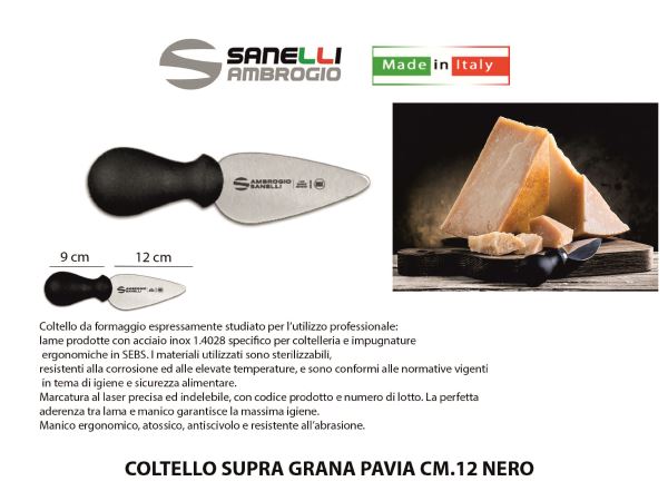 Coltello Supra Grana Pavia Cm.12 Nero