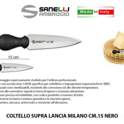 Coltello Supra Lancia Milano Cm.15 Nero