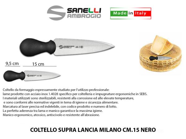 Coltello Supra Lancia Milano Cm.15 Nero