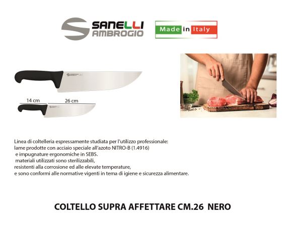 Coltello Supra Affettare Cm.26 Nero Ambrogio Sanelli