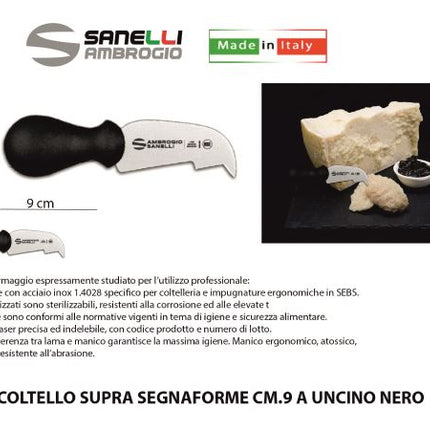 Coltello Supra Segnaforme Cm.9 A Uncino Nero