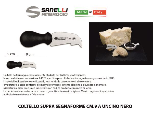 Coltello Supra Segnaforme Cm.9 A Uncino Nero