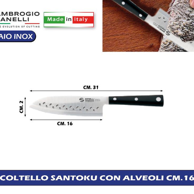 COLTELLO SANTOKU CON ALVEOLI CM.16