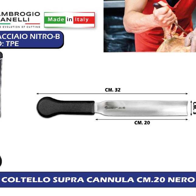 COLTELLO SUPRA CANNULA CM.20 NERO