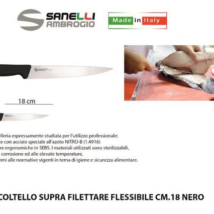 Coltello Supra Filettare Flessibile Cm.18 Nero