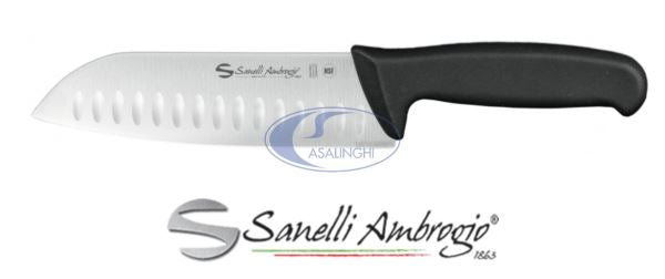 COLTELLO SUPRA SANTOKU LAMA ALVEOLATA CM.18 Ambrogio Sanelli