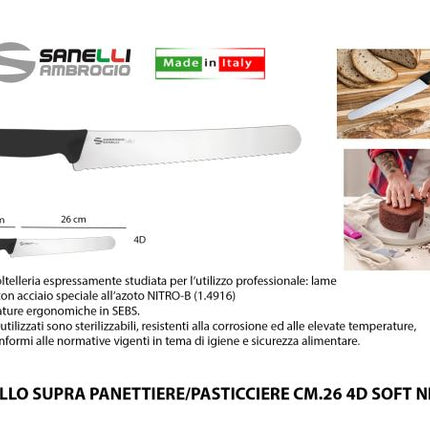 Coltello Supra Panettiere/Pasticciere Cm.26 4D Hard Nero