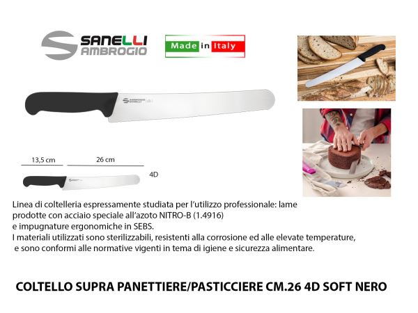 Coltello Supra Panettiere/Pasticciere Cm.26 4D Soft Nero