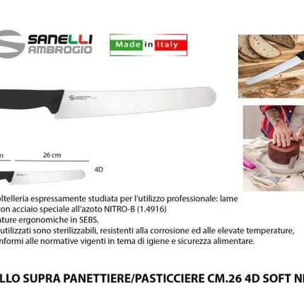 Coltello Supra Panettiere/Pasticciere Cm.26 4D Professionale per Pane e Dolci Ambrogio Sanelli