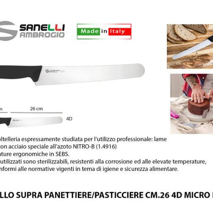 Coltello Supra Panettiere/Pasticciere Cm.26 4D Micro Nero
