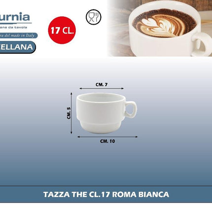 Saturnia Tazza Roma Bianca in Ceramica per Caffè E Latte, Design Classico E Raffinato 17 - 25 cl - Tutto Tutto Meno Meno