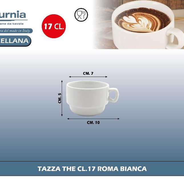 Saturnia Tazza Roma Bianca in Ceramica per Caffè E Latte, Design Classico E Raffinato 17 - 25 cl - Tutto Tutto Meno Meno