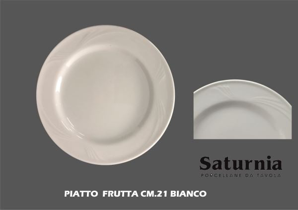 PIATTO CAPRERA FRUTTA CM.21 BIANCO SATURNIA - Tutto Tutto Meno Meno